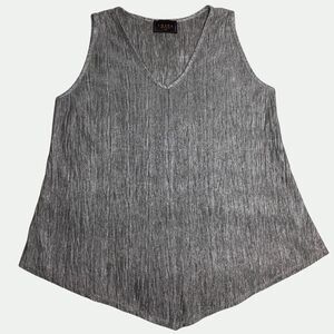 Amanda Blouse Large Sleeveless Silver Gray Party Office Tank Casual